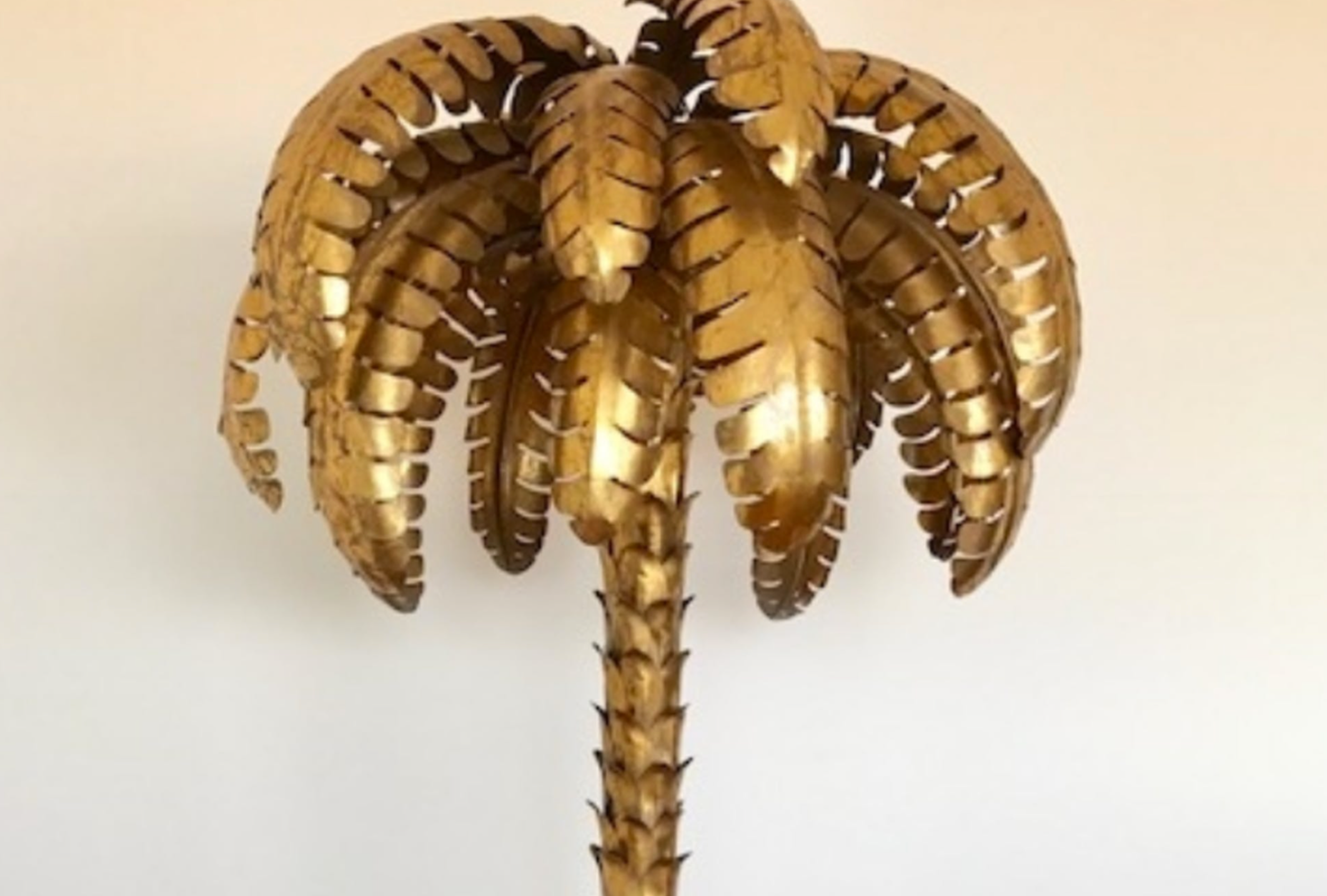 70s golden metal palm tree floor lamp