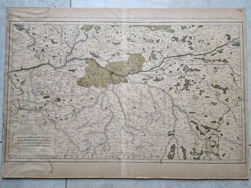Gravure carte des élections de Tours et ses environs par le seigneur Jaillot, 1711