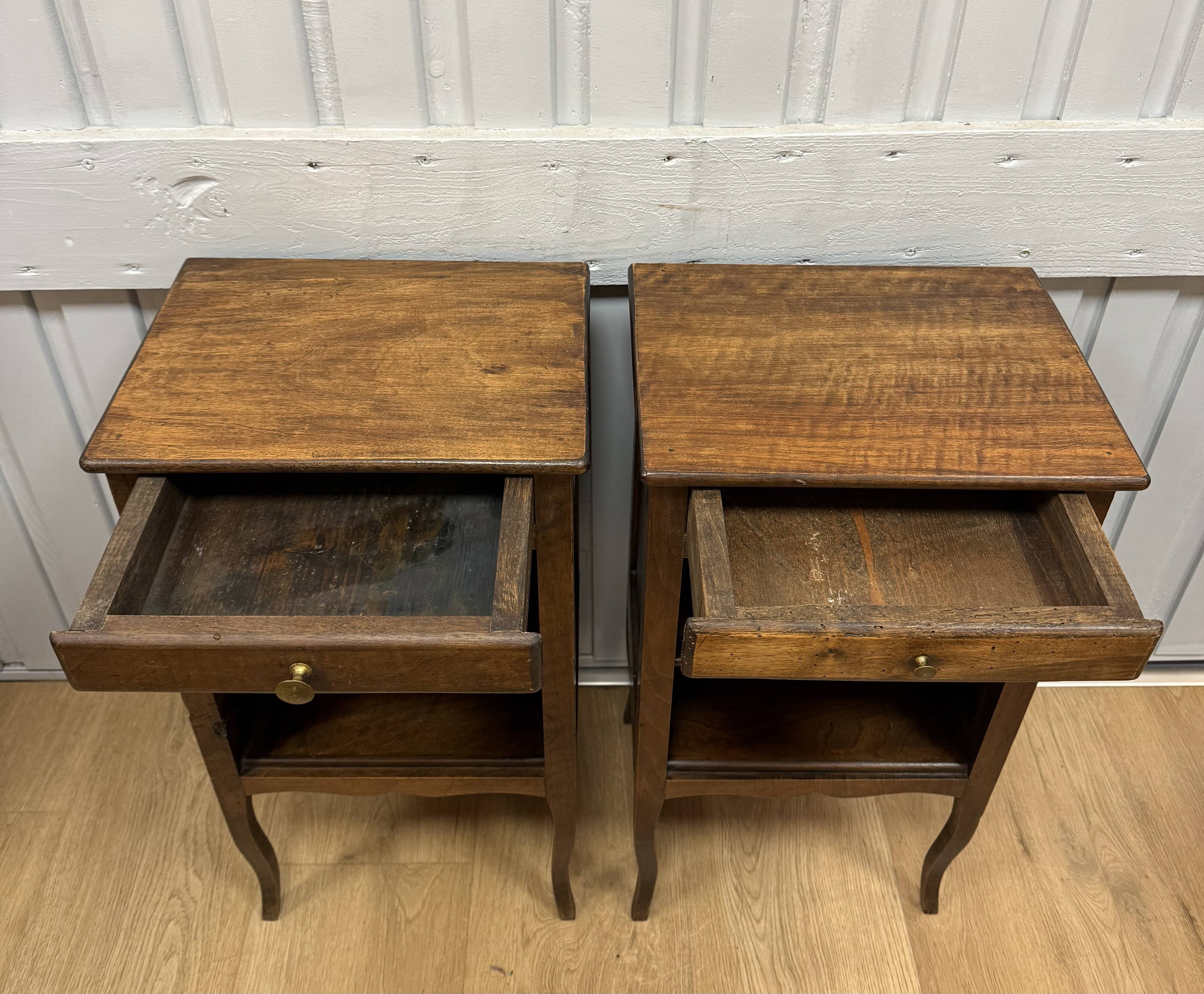 Pair of walnut bedside tables