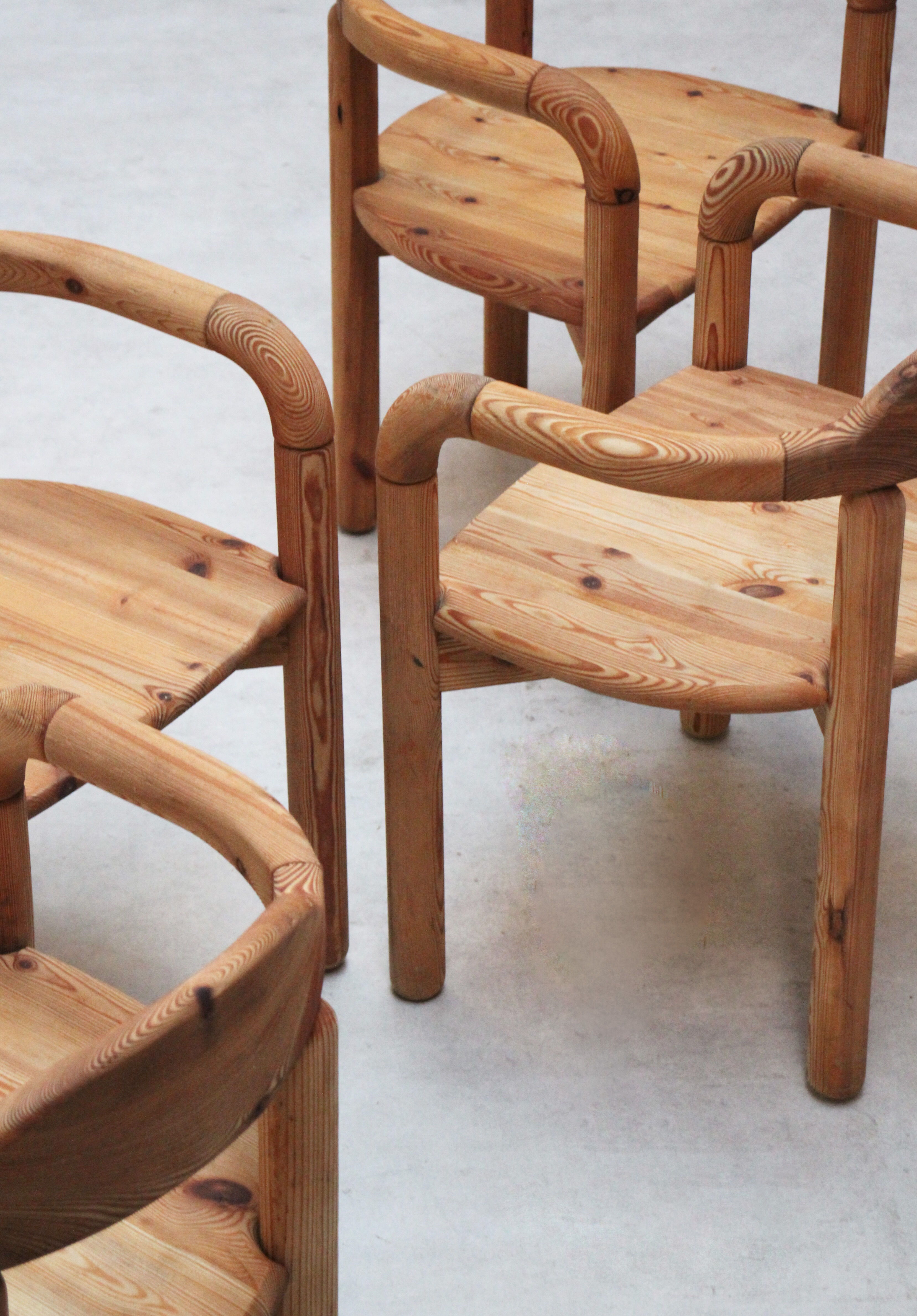 Series of 5 Scandinavian pine chairs