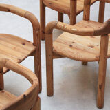 Series of 5 Scandinavian pine chairs