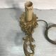 Former hand candleholder in golden bronze electrified vintage lamp