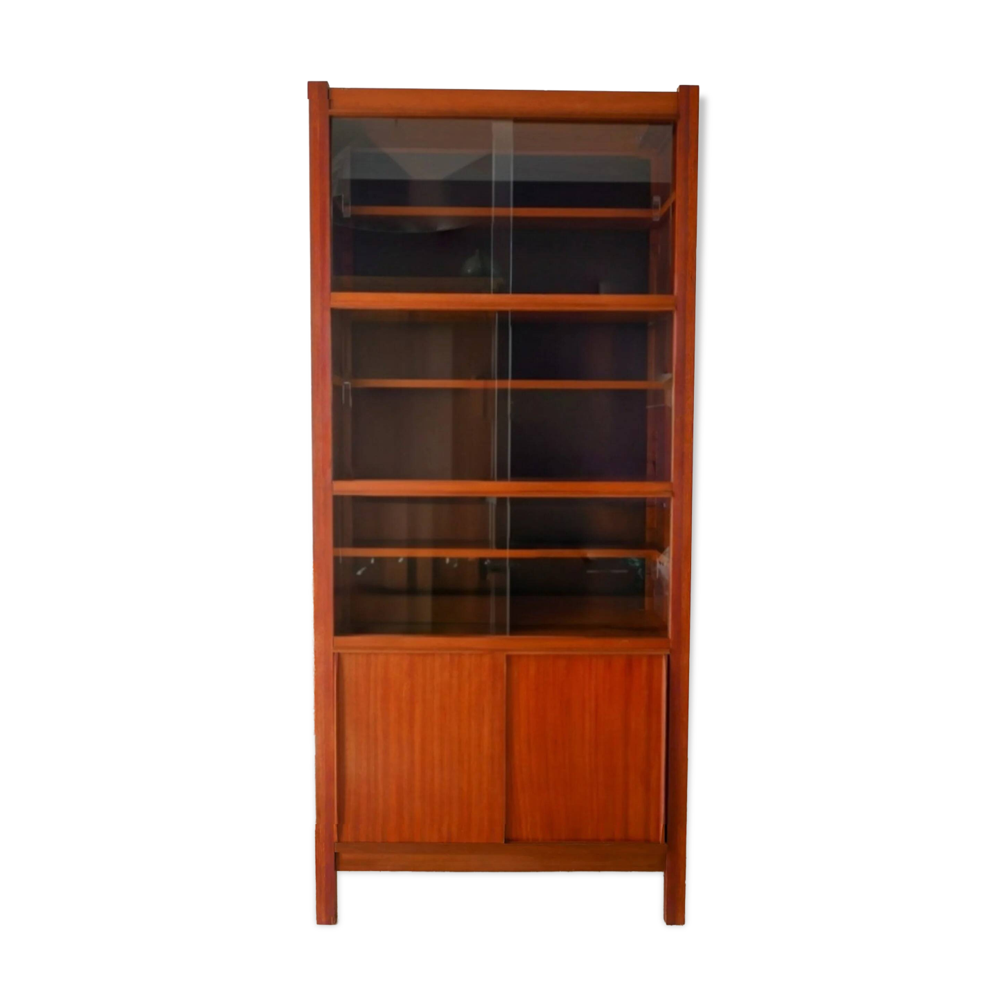 Teak and glass display cabinet, stamped "Seigneur", Scandinavian design, 1960