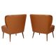 Pair of Vintage Expo 58 Cocktail Chairs, Cognac Faux Leather, Sixties