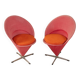 Cone chairs by Verner Panton for Gebrüder Nehl, original pink and orange upholstery, set of 2