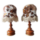 Pair of vintage turned wood lamps
