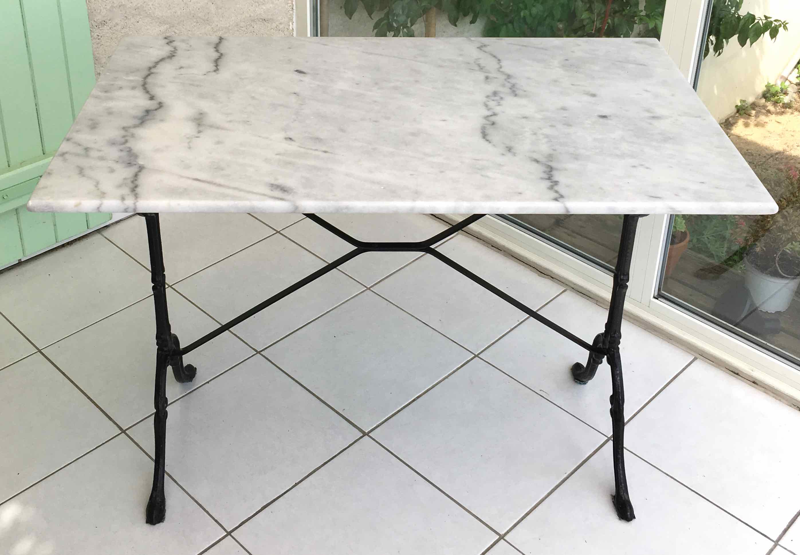 Marble and cast iron bistro table