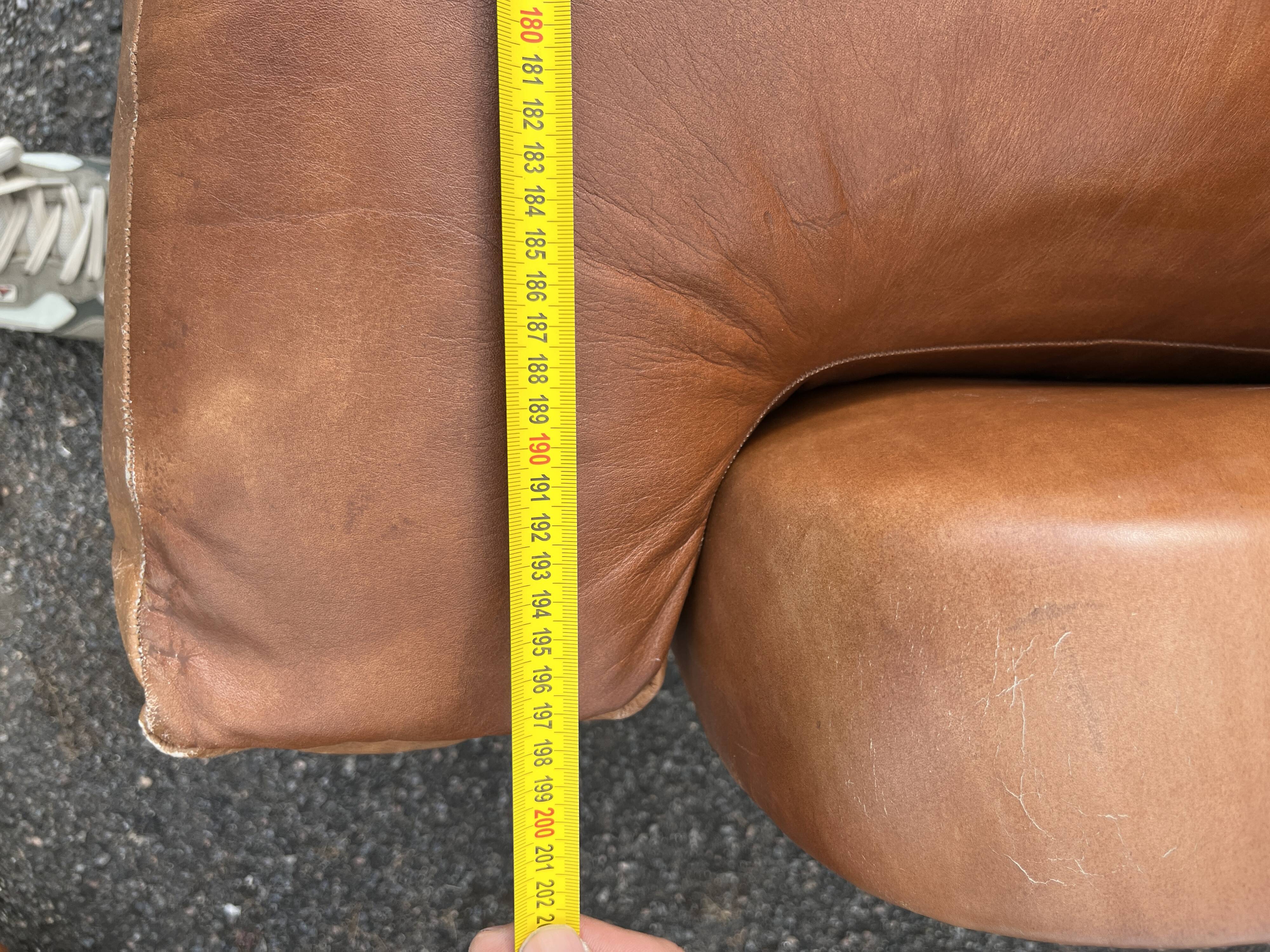Vintage brown leather living room - 3 seater sofa and 2 matching armchairs