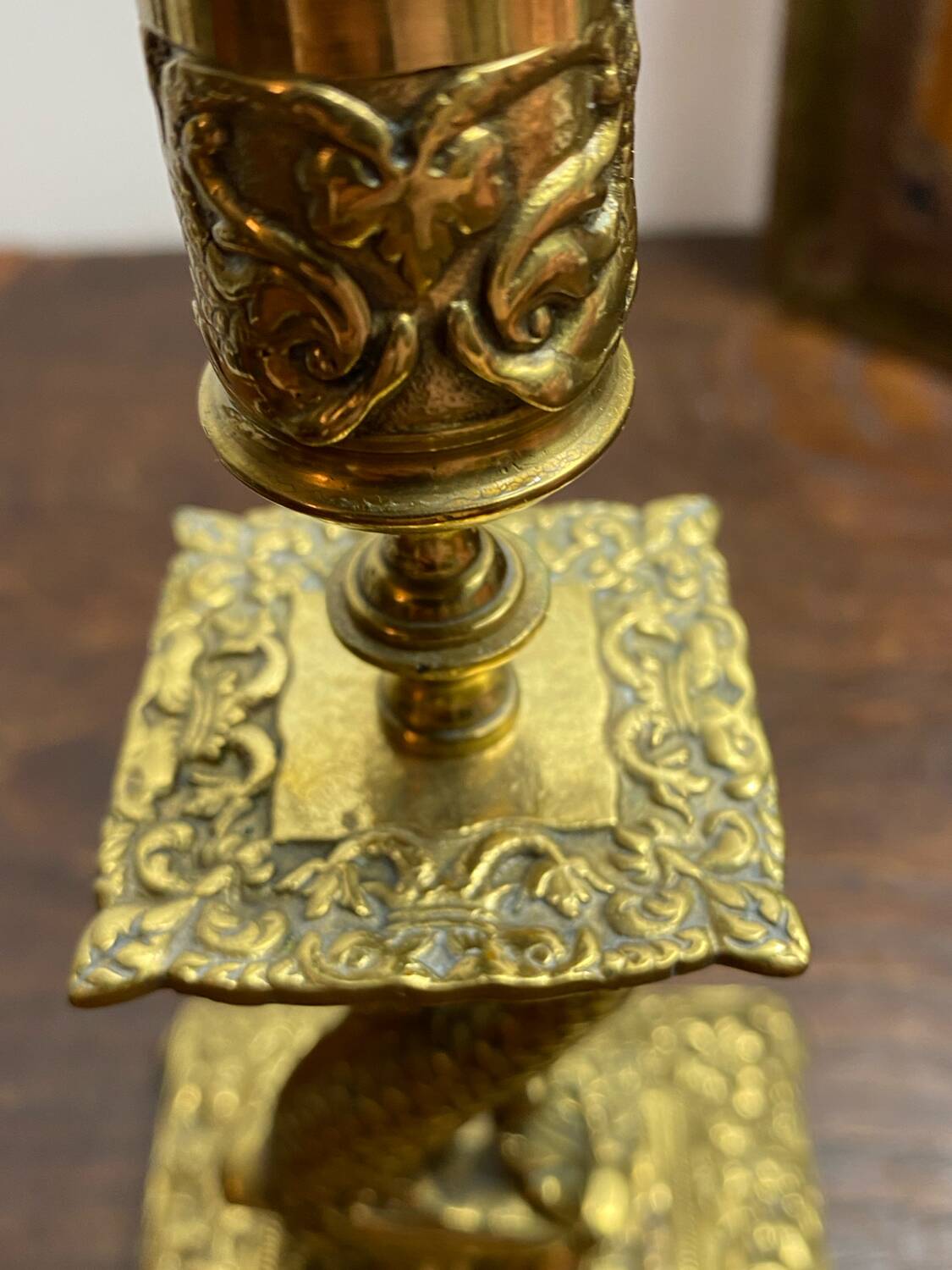 Bronze fish candlestick, late 19th century