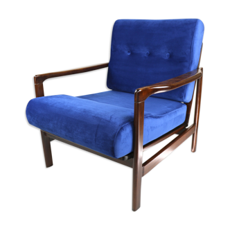 Fauteuil bleu vintage de 1970 design par Z.Baczyk