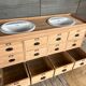 Furniture with 2 basins in raw wood