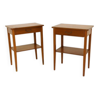 Set of 2 Scandinavian bedside tables in mahogany, Sweden, 1960.