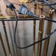 Pair of brass bedside lamp, with pretty velvet lampshade 31x14