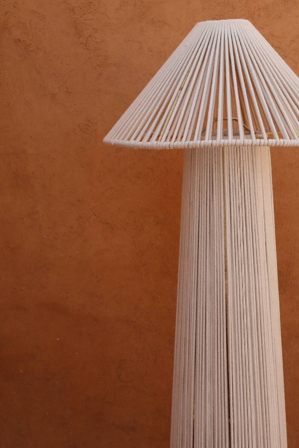 Off-white cotton hat floor lamp