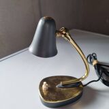 Designer lamp in golden brass & gray lacquer
