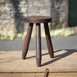 Vintage stool, wooden stool, tripod stool, brutalist, plant holder