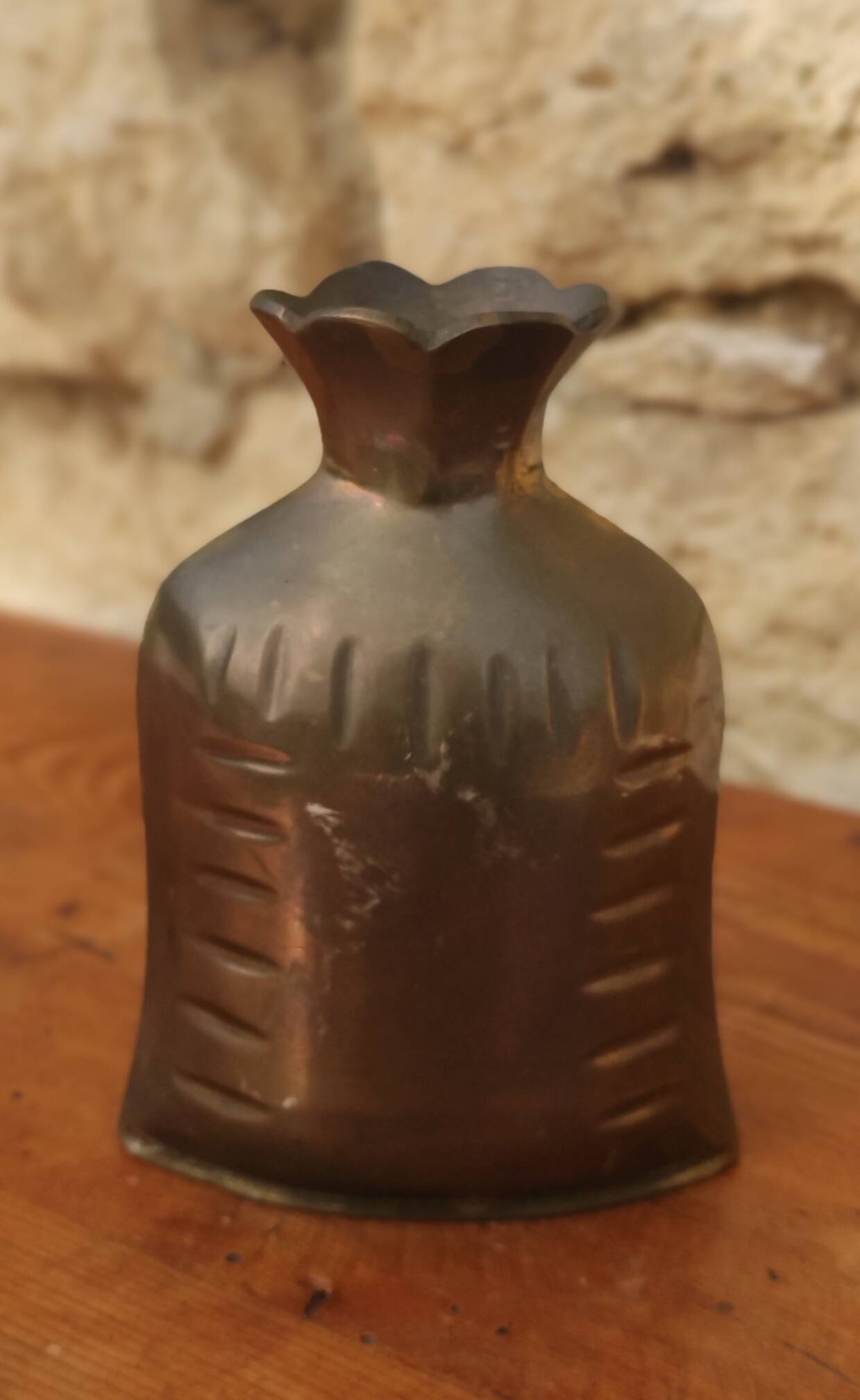 Vintage brass bag vase