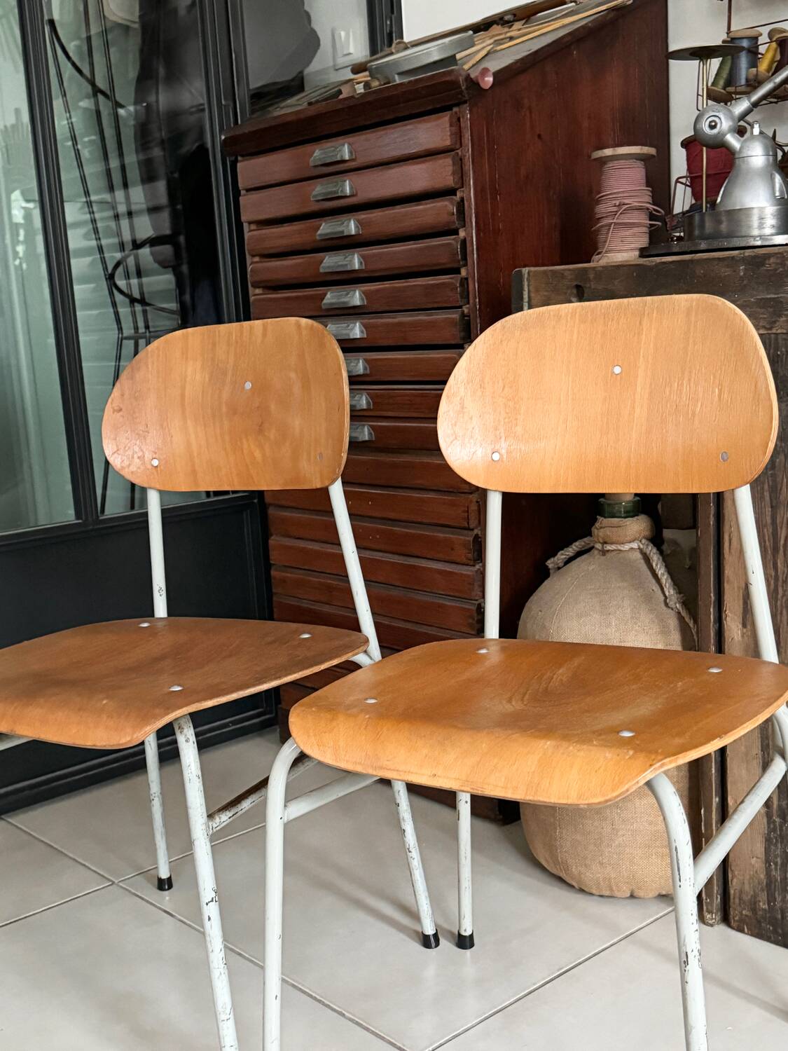 Old vintage adult school chair