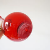Italian red blown glass bottle EMPOLI