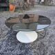 Table basse en verre fumé pied chromé des années 70