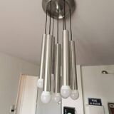 Aluminum waterfall ceiling light by Kaiser Idell / Leuchten, Germany, 1960s