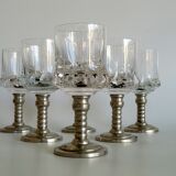 Series of six crystal wine glass with tin foot 9'° 160 ml