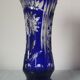 Vase cristal taillé bleu