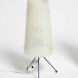 Two very Mid Century Modern tripod table lamps with white plexiglas shades