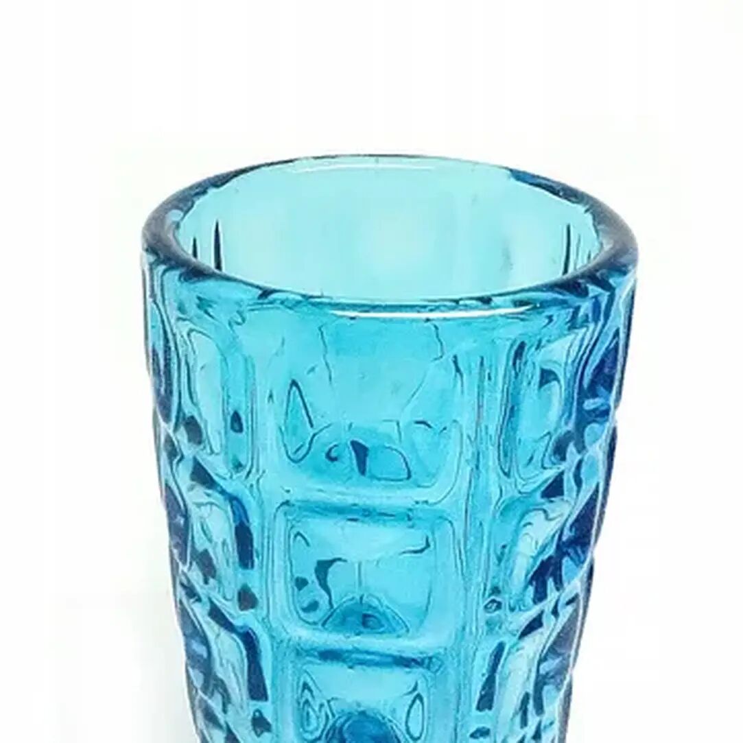 Envelope vase, mid-century modern, blue glass, Ząbkowice, Poland, 1970s