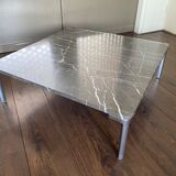 Table basse vintage et moderniste Rolf Benz en marbre et acier