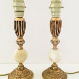 Set of 2 feet of marble brass lamp