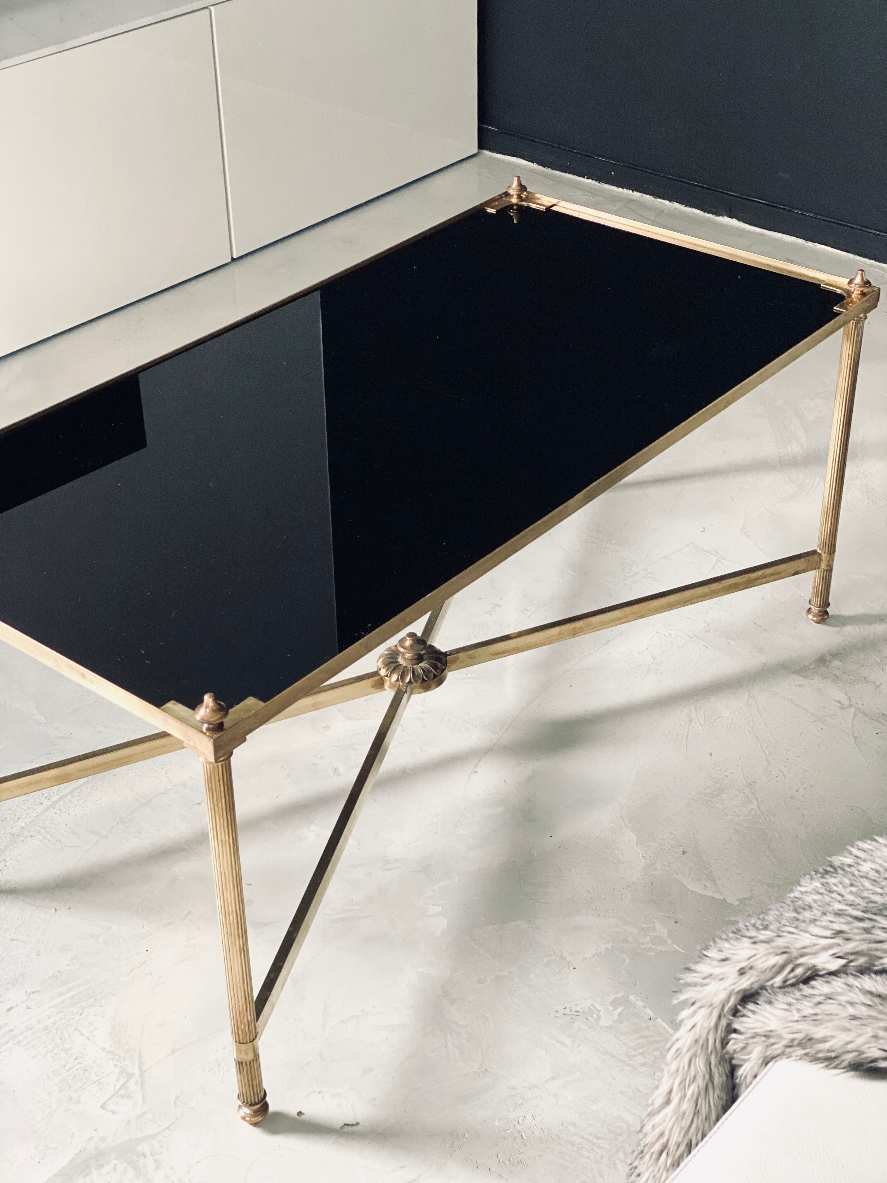 Coffee table glass and brass