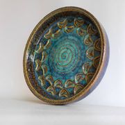 Ceramic plate in modernist art by Michael Andersen, Denmark, 1960s.