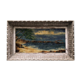 Landscape painting of the Mediterranean signed Naudon