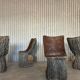 Italian faux bois concrete garden chairs