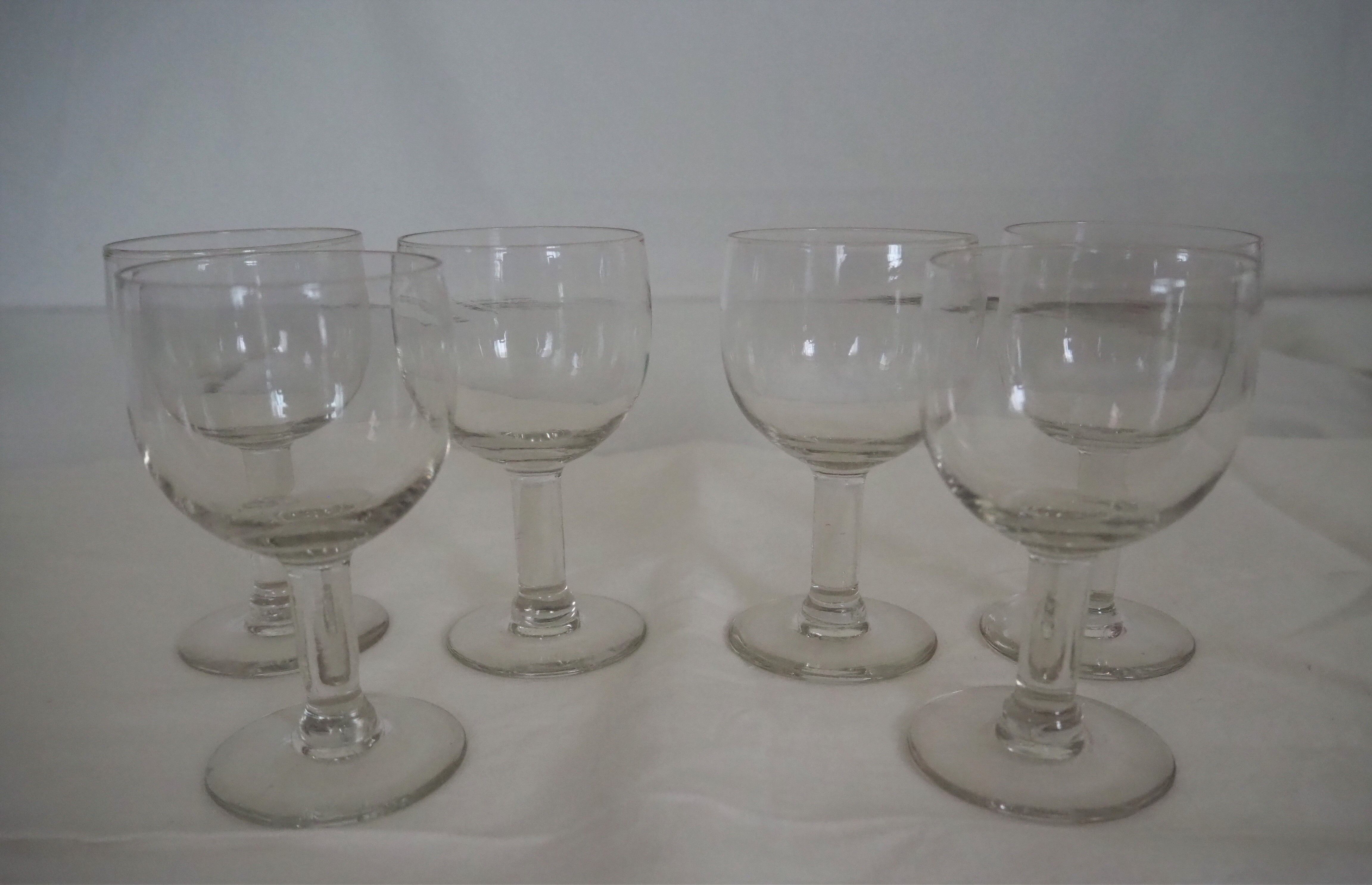 6 verres ballon ancien style bistrot XXème siècle