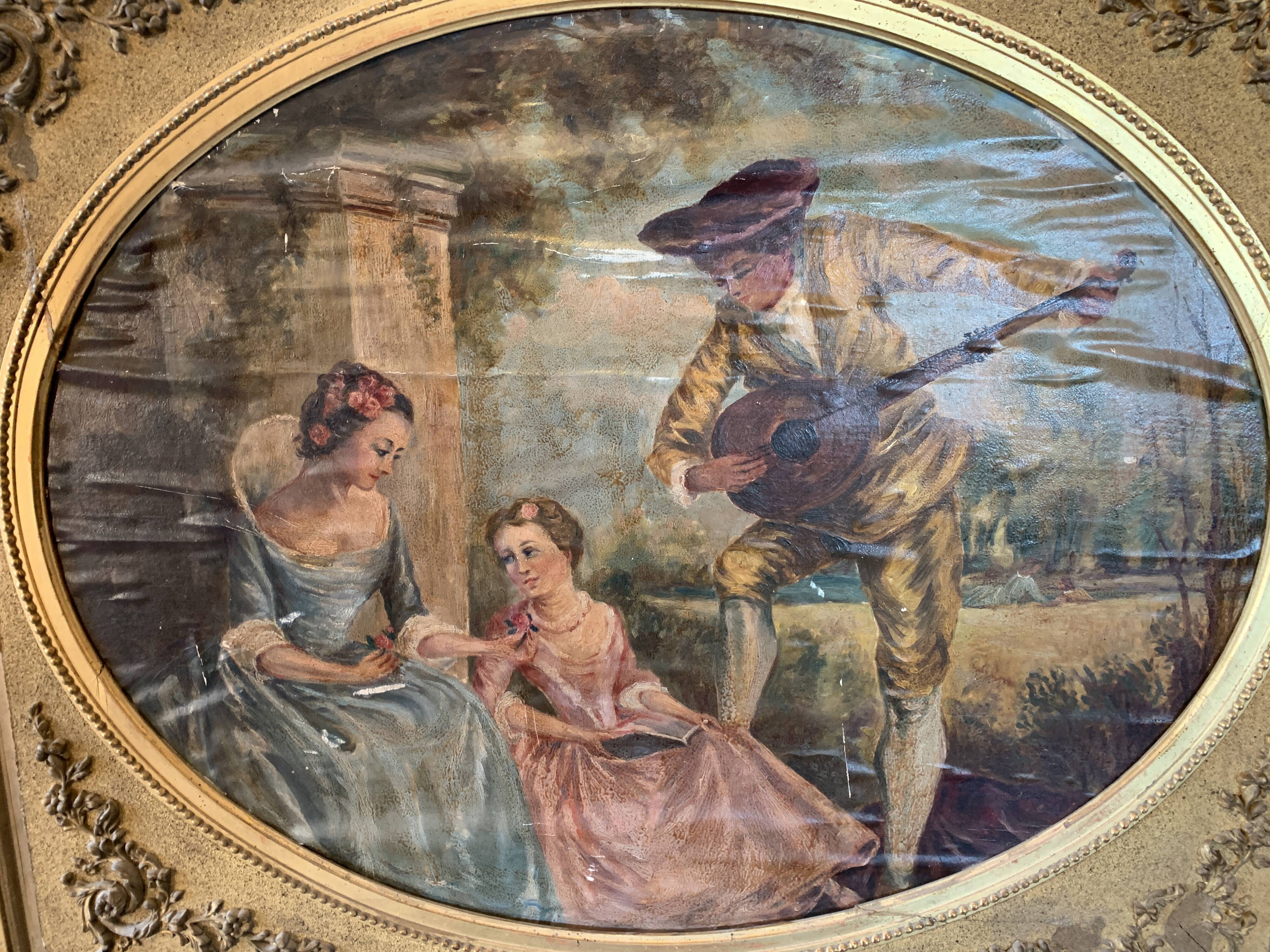 Wooden trumeau and gilded stucco - 175x105cm