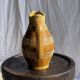 Vintage yellow stoneware carafe with beaded friezes Made in France H22