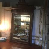 Henri II style beveled mirror in walnut