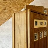 Art Nouveau wardrobe in pine with ceramic tiles, early 20th century.