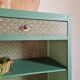 Renovated library shelf green color and floral atmosphere