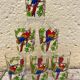 Six vintage parakeet glasses