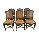 Suite of 6 Louis XV chairs in oak, 19th century