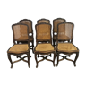 Suite de 6 chaises Louis XV en chêne et cannage,19eme