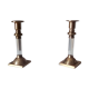 Pair of vintage candlesticks in solid brass and lucite