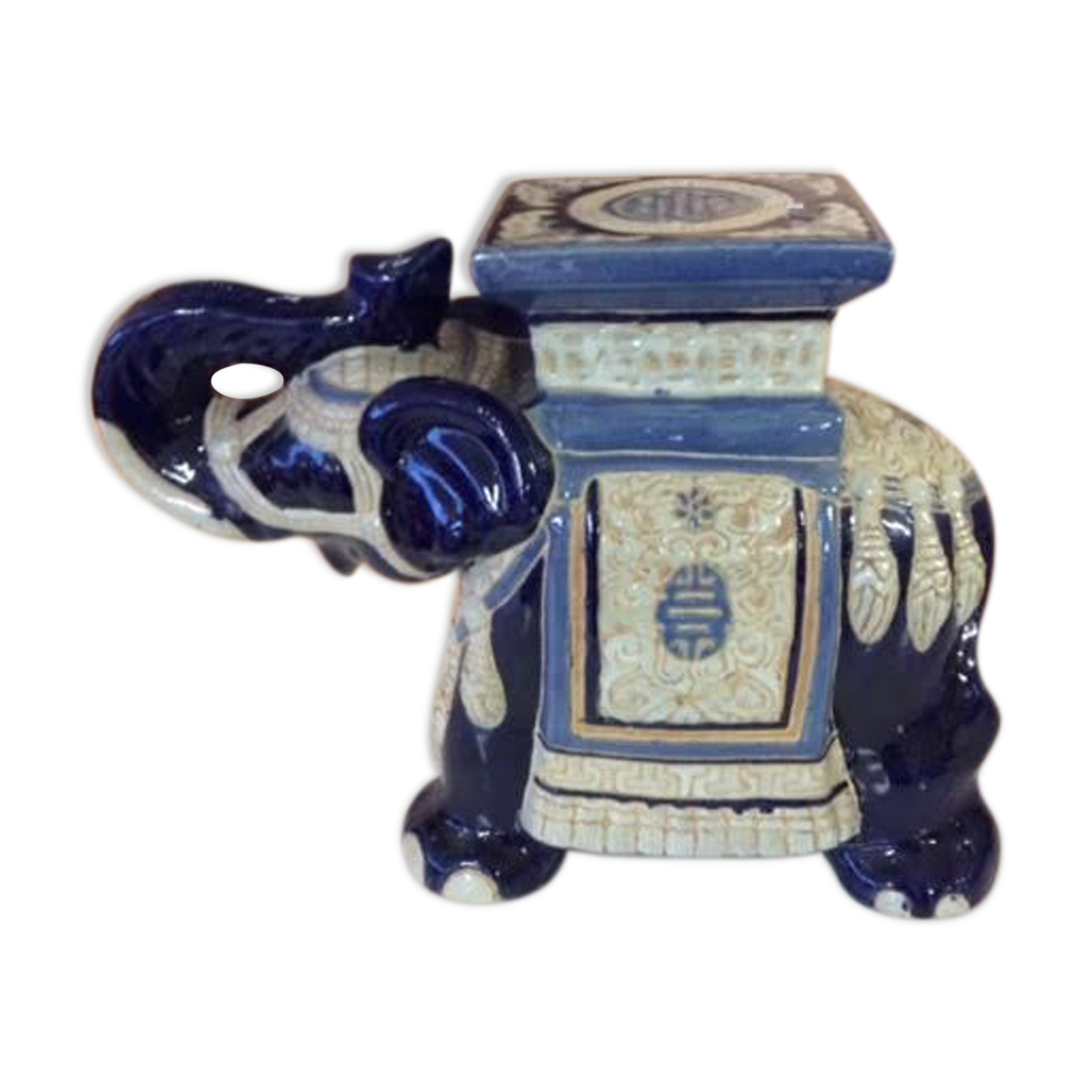 Blue ceramic elephant