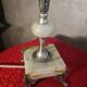 Onyx marble lamp 1970, new linen shade 53x23.