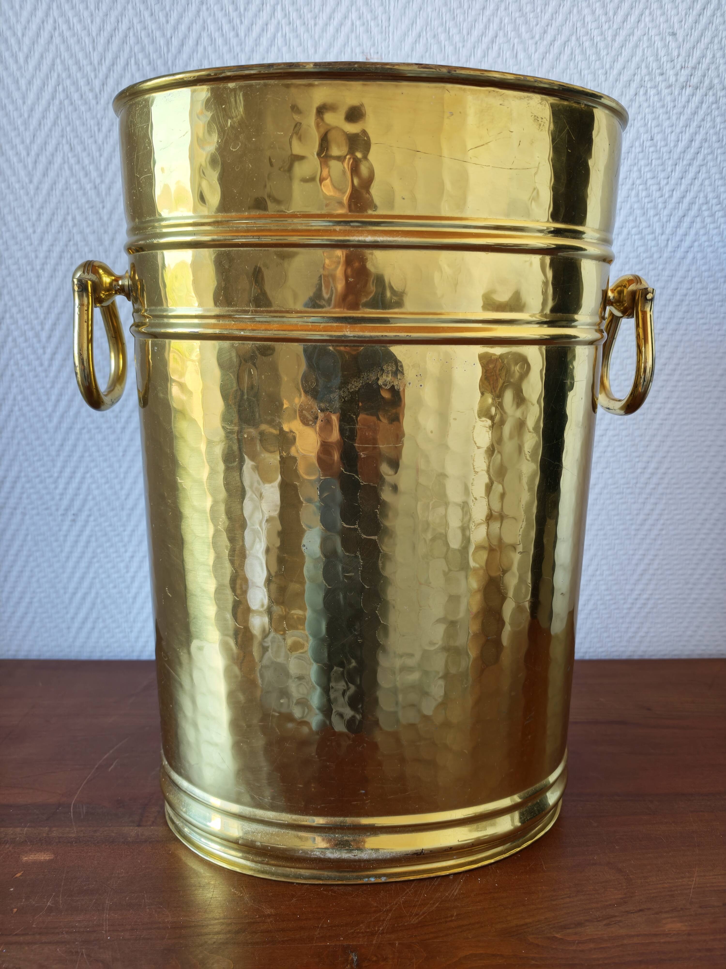 Vintage hammered brass umbrella stand – 1970s-80s