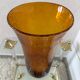 Large amber bubble glass vase from the 60s