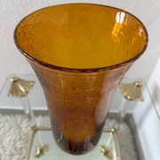 Large amber bubble glass vase from the 60s